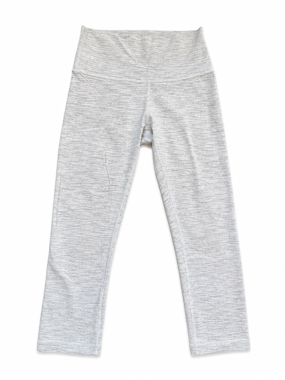 Lululemon Cropped Leggings Heather Gray Stripe High Rise Size 6